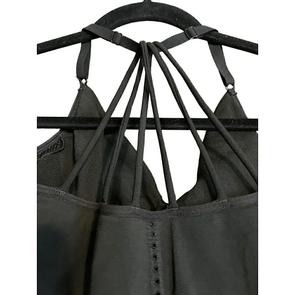 Women's Athleta Exercise Black Top Criss Cross Spaghetti Straps Large - Picture 2 of 5